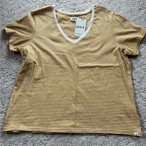 Pact Organic Cotton Mustard and White Striped Tee